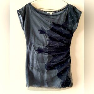 Bordeaux mesh and lace tee